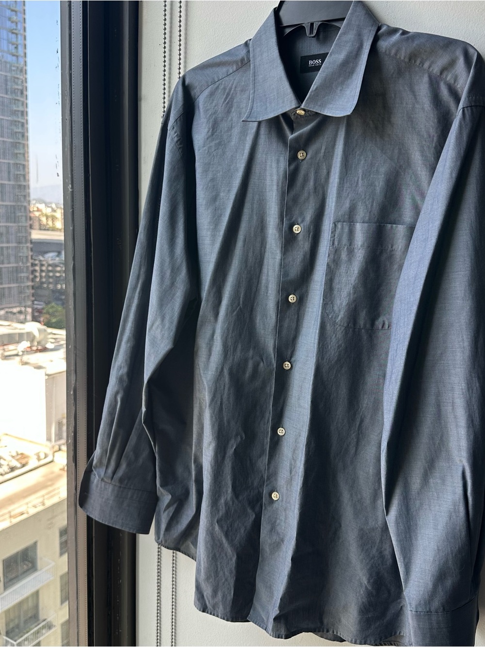 Hugo Boss Men's Shirt Size XL Slate Blue Dress Shirt 100% Cotton